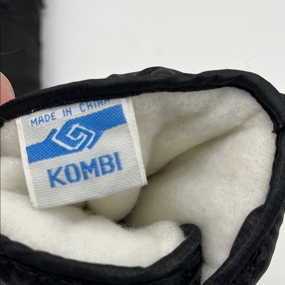 KOMBI Black Leather Nylon Winter Snow Mittens Women Size Medium - Picture 5 of 8
